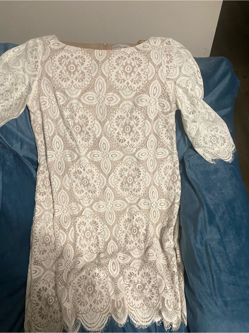 Jessica White Lace Dress with Blush Lining